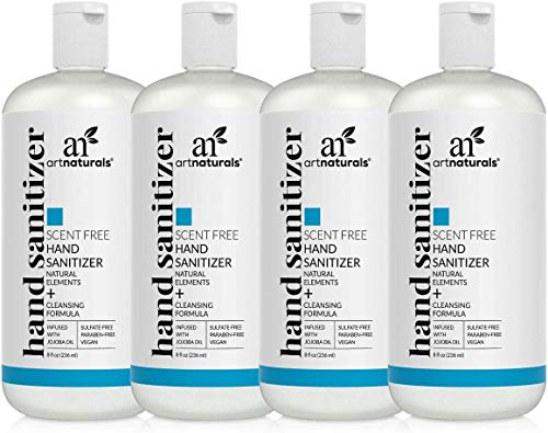 Artnaturals Hand Sanitizer Gel Alcohol Based (4 Pack x 8 Fl Oz / 220ml) - Unscented Fragrance Free Sanitize