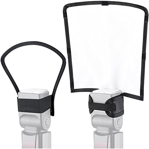 Flash Diffuser Reflector Kit - Bend Bounce Positionable Diffuser + Silver/White Reflector for Speedlight, Universal Mount for Canon Nikon etc