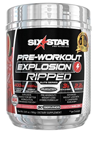 Six Star Explosion Ripped Pre Workout Thermogenic, Preworkout Energy, Weight Loss, Watermelon, 30 Servings, 5.91 Ounce, Pack of 1
