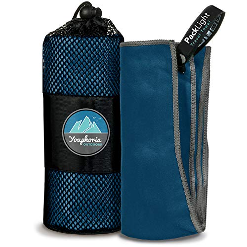 Youphoria Microfiber Travel Towel Fast Drying Lightweight - Quick Dry Towel for Camping, Beach, Backpacking, Hiking, & Sport