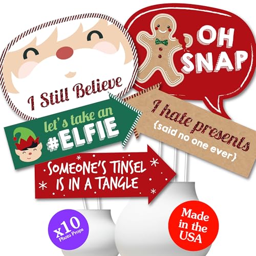 Big Dot of Happiness Funny Christmas - Holiday & Christmas Party Photo Booth Props - 10 Piece