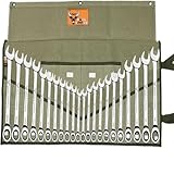 BULL TOOLS Wrench Roll, 26 Pocket Tool Pouch, Tool Bag Wrench Organizer Metric & SAE Combination Wrenches, Cotton Canvas, Portable Roll-Up Wrench Case Gift for Men, Mechanics, DIYers, & Electricians