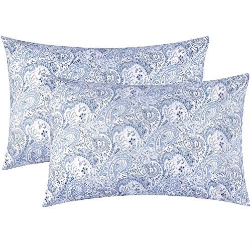 Book Cover Mellanni King Size Pillow Cases 2 Pack - Pillow Covers - Pillow Protector - Hotel Luxury 1800 Bedding Sheets & Cooling Pillowcases - Wrinkle, Fade, Stain Resistant (Set of 2 King Size, Paisley Blue)