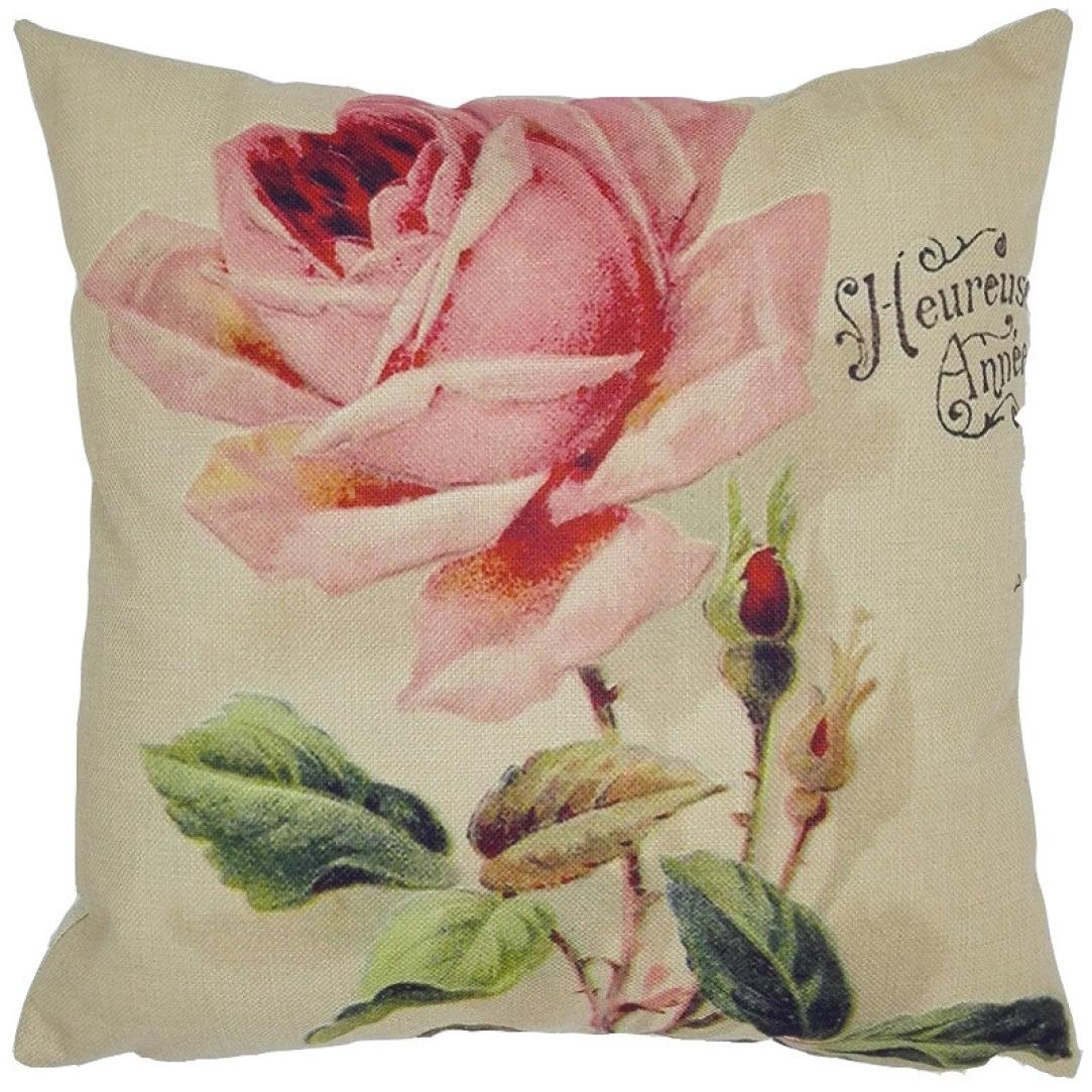 Book Cover AIMTOPPY 18 x 18-Inch Decorative Vintage Square Throw Pillow Cover Cushion Case Colourful Flower (for Living Room, Sofa, Etc)