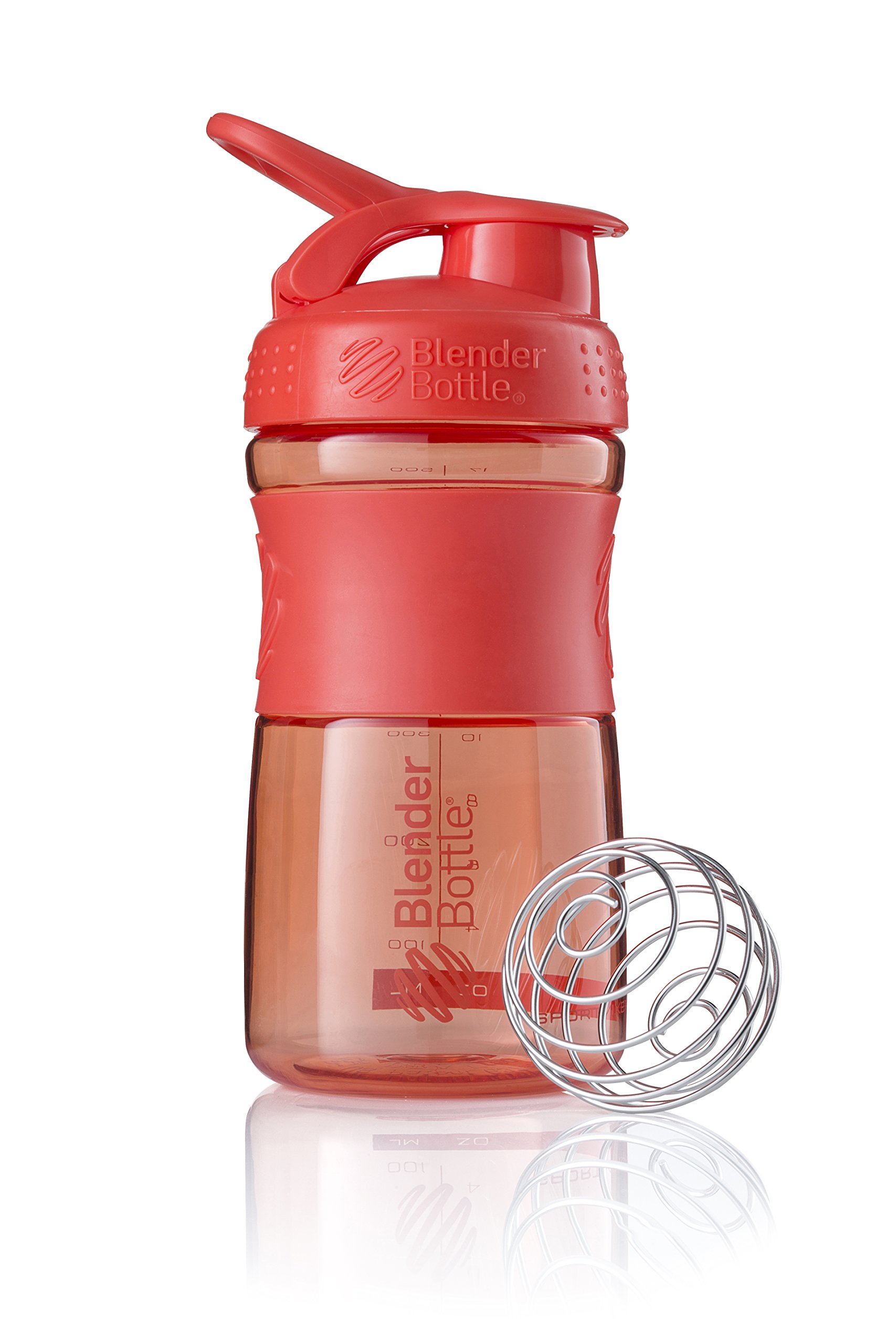 BlenderBottle SportMixer Tritan Grip Shaker Bottle, Coral/Coral, 20-Ounce