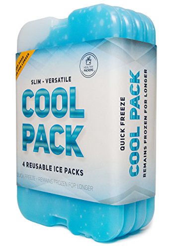 Book Cover Ice Pack for Lunch Box - Freezer Packs - Original Cool Pack | Slim & Long-Lasting Ice Packs for your Lunch or Cooler Bag (Set of 4)
