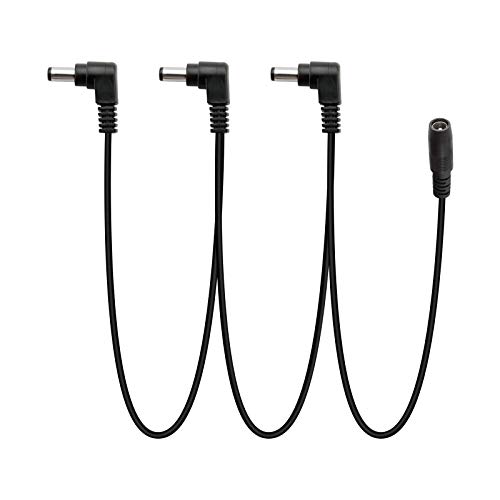 3 Ways Daisy Chain Power Cable DC for Guitar Pedal Power Supply Adapter, Splitter Cord with Right Angle Plug for Effect Pedals, P3
