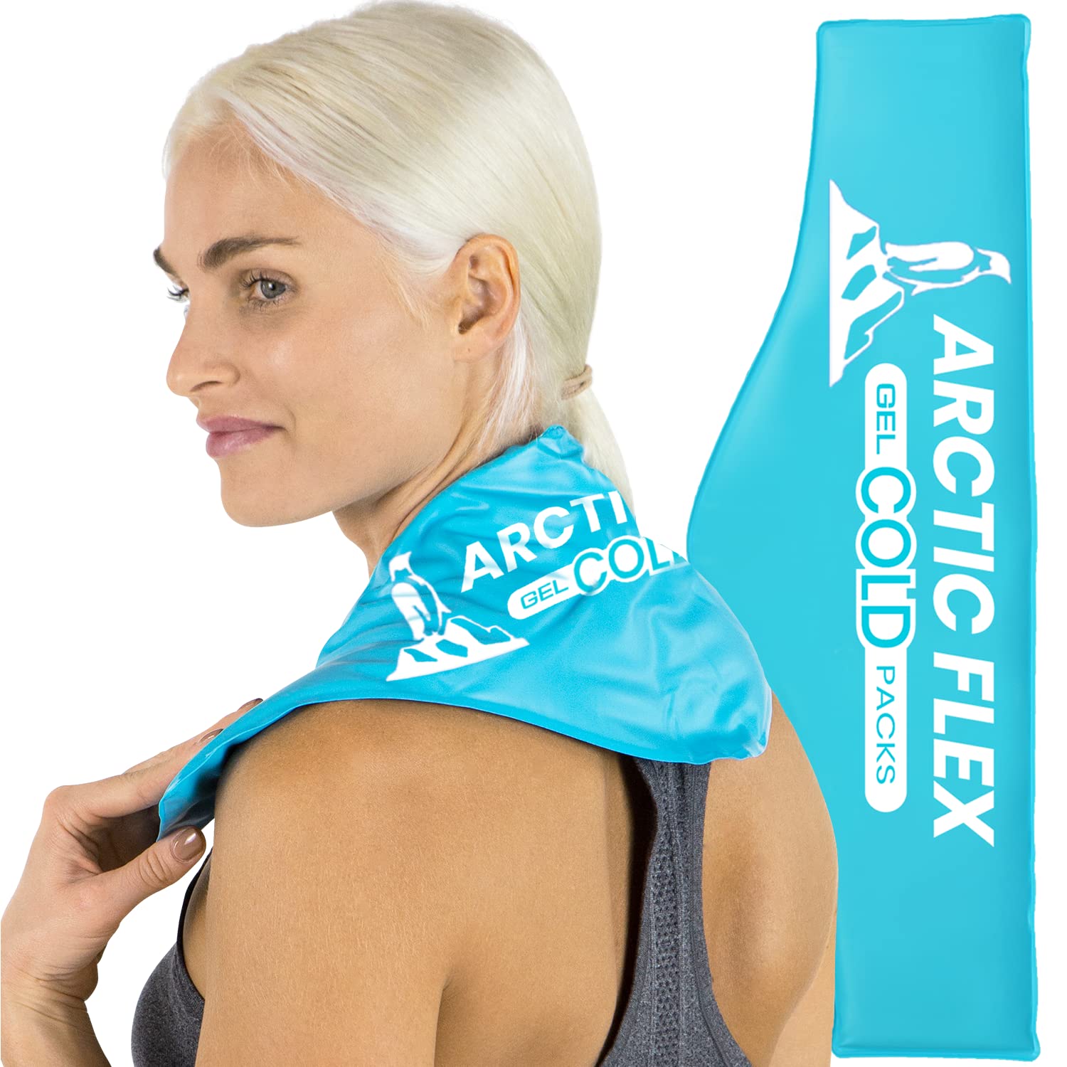 Arctic Flex Neck Ice Pack - Cold Compress Shoulder Therapy Wrap - Cool Reusable Medical Freezer Gel Pad for Swelling, Injuries, Headache, Cooler - Flexible Hot Microwaveable Heat - Men, Women (1 Pack) 1 Count (Pack of 1)