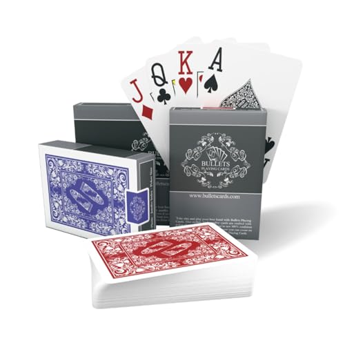 Bullets Playing Cards â€“ Two Decks of Poker Cards â€“ Waterproof Plastic Playing Cards â€“ Easy to Read & Great Feel - Jumbo Index & Two Pips â€“ for Texas Holdem Poker