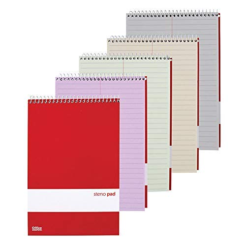 Office Depot Brand Assorted Steno Notebooks, Pastel, 6" x 9", 80 Sheets, Pack of 4