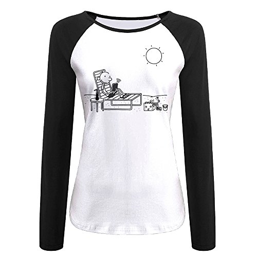 Creamfly Womens Diary Of A Wimpy Kid Logo Long Sleeve Raglan Baseball Tshirt XL