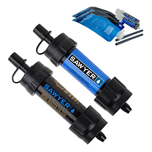 SAWYER PRODUCTS SP2105 Mini Water Filtration System, 2 Pack, Blue & Black