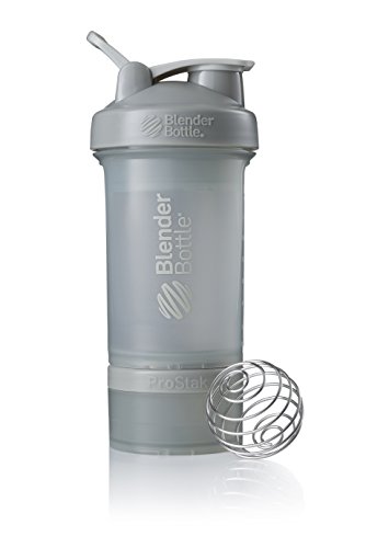 Book Cover BlenderBottle ProStak System with 22-Ounce Bottle and Twist n' Lock Storage, Pebble Grey