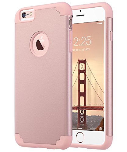 ULAK iPhone 6 Plus Case, iPhone 6S Plus Case, Slim Dual Layer Soft Silicone and Hard Back Cover Anti Scratches Bumper Protective Case for Apple iPhone 6 Plus / 6S Plus 5.5 inch - Rose Gold