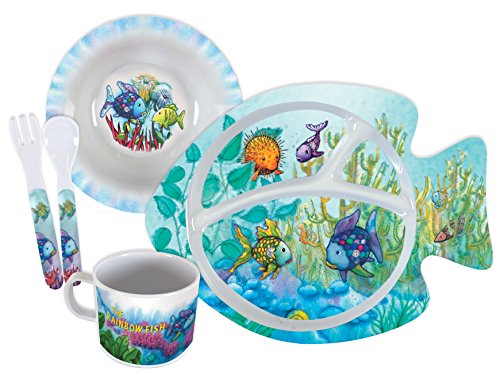 Stephan Baby Rainbow Fish 5 Piece Melamine Dinnerware Set