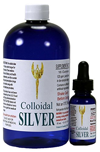 Certified Lab Tested Colloidal Silver 120ppm 16 oz by GOE + 1 Oz 120ppm Colloidal Silver Filled Dropper Bottle. 20 Times More Powerful. See Item Pictures