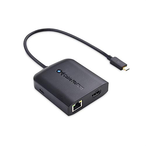 Cable Matters USB C Hub with HDMI 4K, 80W Charging, Gigabit Ethernet, and 3X USB in Black - USB-C and Thunderbolt 3 Port Compatible with Surface Pro 7, MacBook Pro, Dell XPS and More