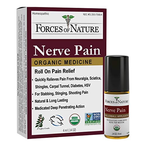 Forces of Nature -Natural, Organic Nerve Pain Relief (4ml) Non GMO, No Harmful Chemicals –Fast Acting Anti-Inflammatory Relief for Pain Associated with Sciatica, Diabetes, Shingles, Neuropathy