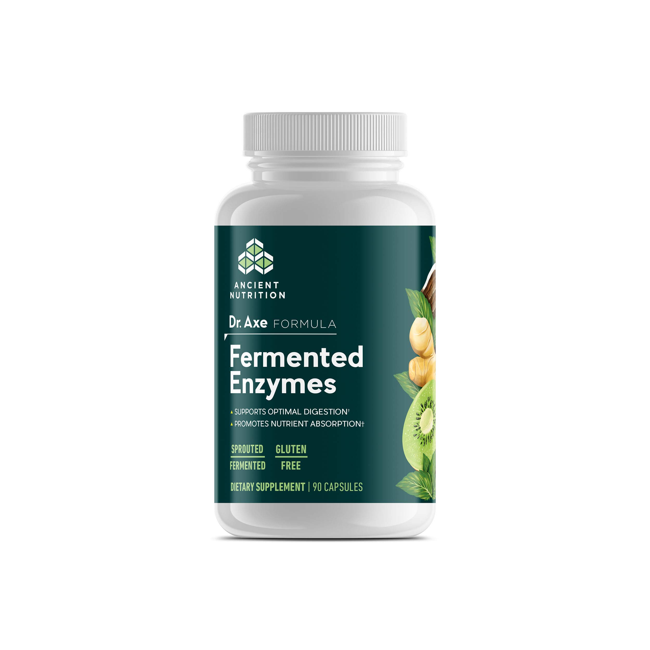 Book Cover Ancient Nutrition Fermented Enzymes, 90 Capsules — with Enzymes and Probiotics to Support Overall Digestive Health and Immune System Health — Dr. Axe Formula