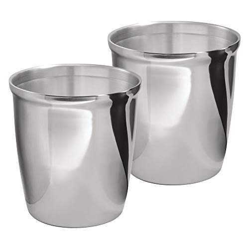 Book Cover mDesign MetroDecor 2 Piece, Wastebasket Trash Can for Bathroom, Kitchen, Office, Polished Stainless Steel