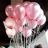 AnnoDeel 100 Pcs 10 Latex Pink Balloons, Pure Pearl Helium Wedding Decorations Birthday Party Decorations Balloons