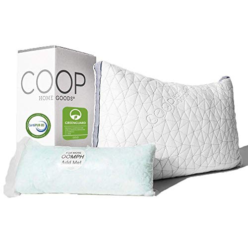 Book Cover Coop Home Goods The Eden Pillow - Ultra Tech Cover With Gusset - Adjustable Fill Features Cooling And Hypoallergenic Gel And Diamond Dust Infused Memory Foam With Fiberfill Standard White