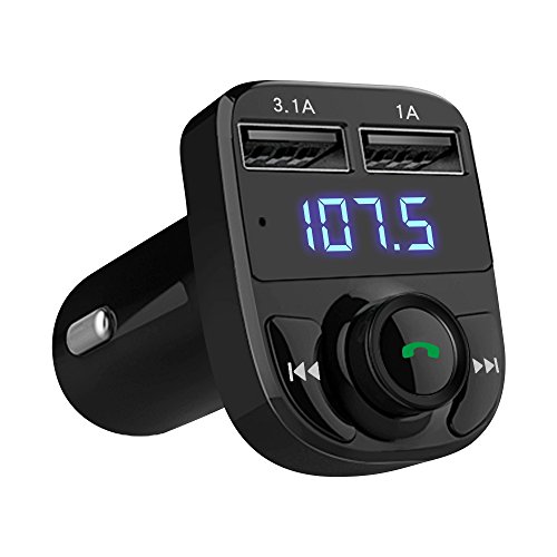 Book Cover Handsfree Call Car Charger,Wireless Bluetooth FM Transmitter Radio Receiver,Mp3 Audio Music Stereo Adapter,Dual USB Port Charger Compatible for All Smartphones,Samsung Galaxy,LG,HTC,etc.