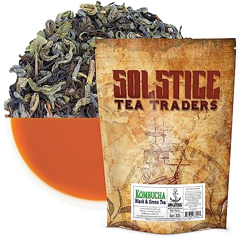 Solstice Kombucha Loose Leaf Black and Green Tea 50/50 Blend, Keemun Black & China Young Hyson Green Tea for Brewing Kombucha (8-Oz Total)