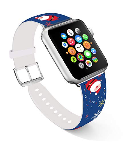 for Apple Watch Band 38mm Christmas,Ecute Replacement Band Leather Iwatch Strap Compatible with Apple Watch Series 1 Series 2 Series 3 Series 4 38mm/40mm - Cute Christmas Man