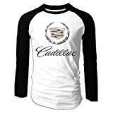 Creamfly Mens Cadillac Logo Long Sleeve Raglan Baseball Tshirt L