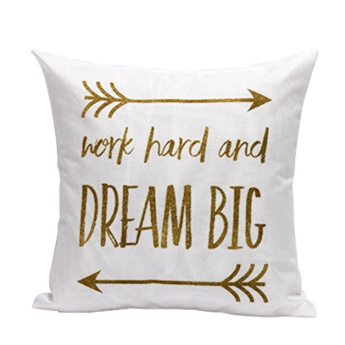 Ikevan Letters Cotton Linen Square Decorative Throw Pillow Case Cushion Cover (18" x 18") (C)