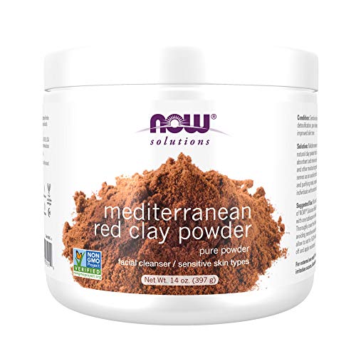 Now Foods Solutions Moroccan Red Clay Powder, Pure Powder for Sensitive Skin Facial Mask, 14 Ounce