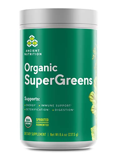 Ancient Nutrition, Organic SuperGreens Powder with Real Grass Juices, Probiotics & Digestive Enzymes, Mint
