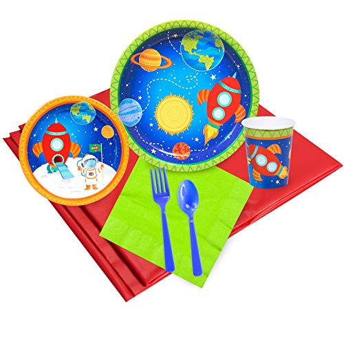 Book Cover BirthdayExpress Solar System Rocket to Space Astronaut Party Supplies - Party Pack for 24