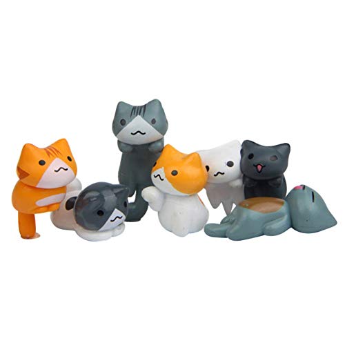 Adarl 6pcs Lucky Cat Jungle Animal Decal Art Home Decor Landscape Ornament