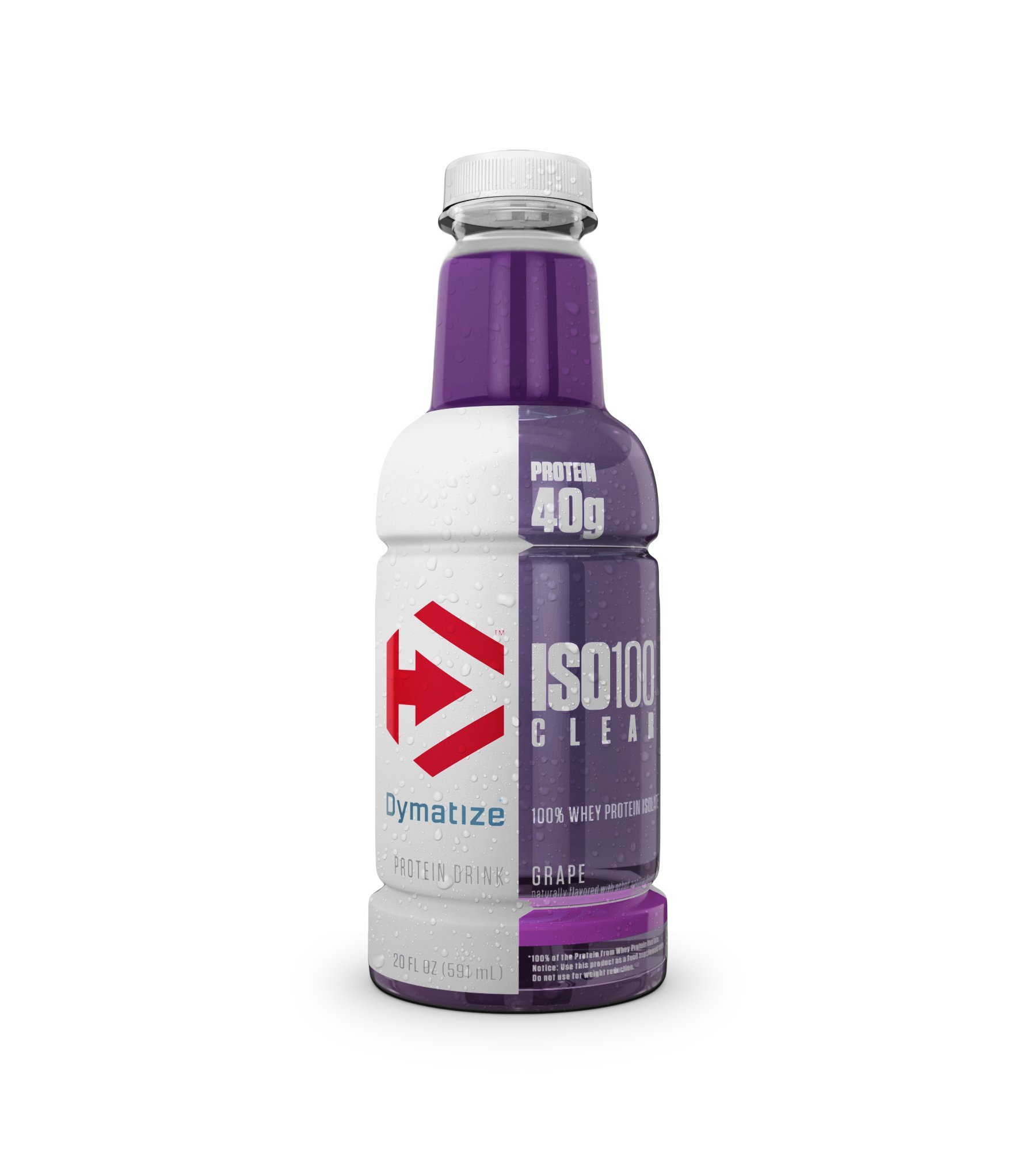 Dymatize ISO-Clear 100% Whey Protein Isolate, Ready-to-Drink, Fast Absorbing & Low Carb, Grape, 20 Oz, 12 Count