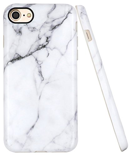 Book Cover A-Focus Compatible with iPhone 7 Case, iPhone SE 2020 Case for Men, iPhone 8 Marble Case, White Marble Stone Anti Scratch Slim Fit Flexible TPU Cover Case for iPhone SE / 8/7 4.7