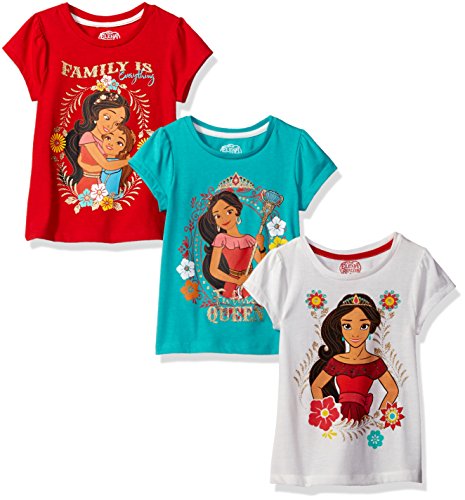 Disney Girls' Little Girls' 3 Pack Elena of Avalor T-Shirts, Multi, 3T