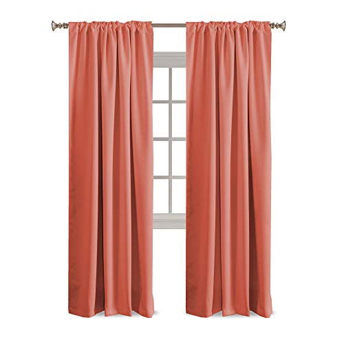 Book Cover Blackout Curtains Thermal Insulated Window Curtains for Living Room/Bedroom Back Tab / Rod Pocket Home Decoration Draperies Energy Efficiency Panels for Kids Girls Room - Coral - 52