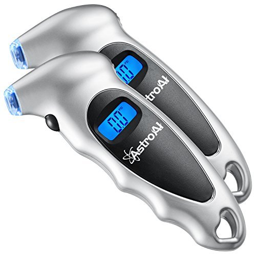 Book Cover AstroAI ATG150 2 Pack Digital Tire Pressure Gauge 150 PSI 4 Settings for Car Truck Bicycle with Backlit LCD and Non-Slip Grip, Silver