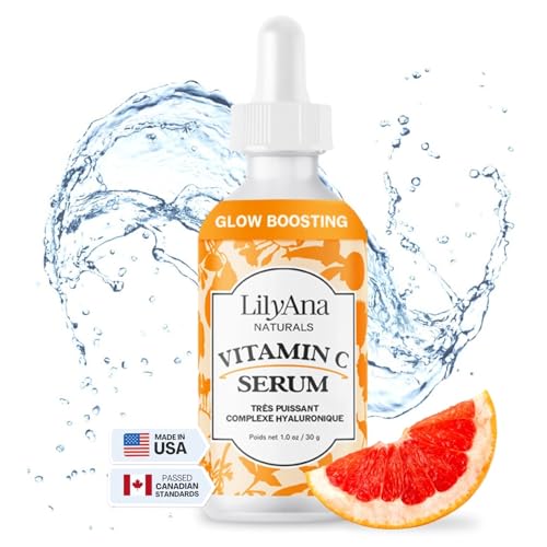 LilyAna Naturals Vitamin C Serum for Face - Made in USA, Face Serum with Hyaluronic Acid and Vitamin E, Anti Aging Serum, Reduces Age Spots and Sun Damage, Promotes Collagen and Elastin - 1oz
