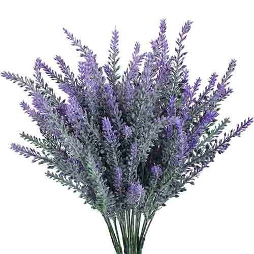 GTIDEA Artificial Flowers Flocked Plastic Lavender Bundle Fake Plants Wedding Bridle Bouquet Indoor Outdoor Home Kitchen Office Table Centerpieces Arrangements Christmas Decor 4pcs