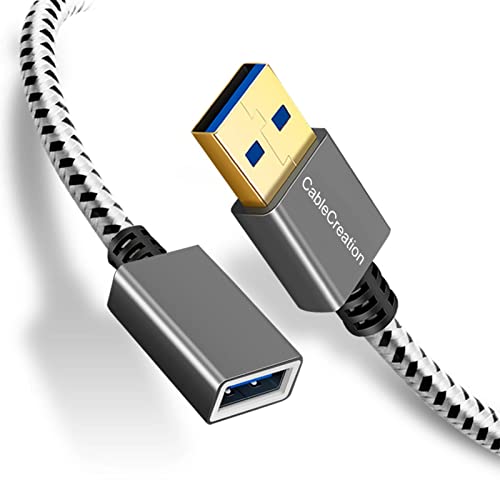 Short USB 3.0 Extension Cable, CableCreation USB 3.0 A Male to Female Extension Cable USB 3.0 Extender Cord Compatible with Oculus VR, Playstation, Xbox, Keyboard, Printer, Scanner Space Gray Aluminum