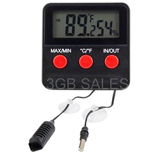 Easy to Read Reptile Tank/Egg Incubator Digital Thermometer/Hygrometer Measure Your Temperature and Humidity, Push of a Button View Pets Room Temp and Humidity Level
