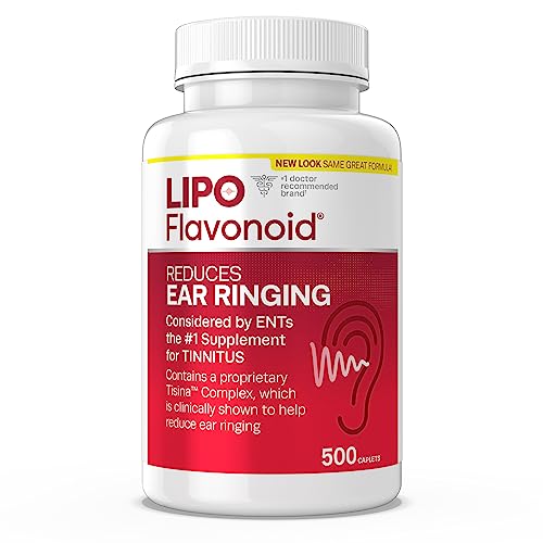 Lipo Flavonoid Plus, Tinnitus Relief for Ringing Ears, OTC Flavonoid Ear Health Vitamins, Bioflavonoids & Vitamin C, 500 Caplets