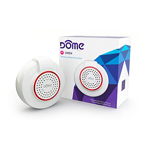 Book Cover Dome Home Automation DMS01 Wireless Z-Wave Battery-Powered Home Security Siren and Chime, White