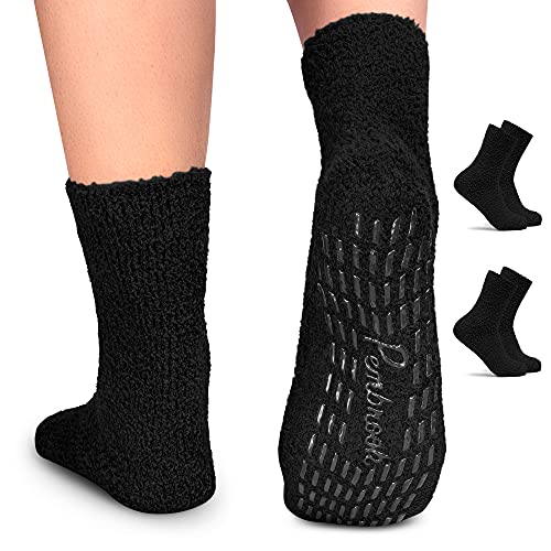 Book Cover Pembrook Non Skid/Slip Socks â€“ (2 Packs) - Hospital Socks - Fuzzy Slipper Gripper Socks