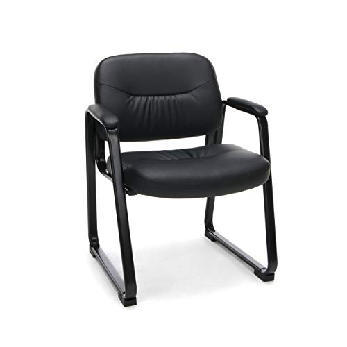OFM ESS Collection Bonded Leather Executive Side Chair with Sled Base, in Black (ESS-9015)