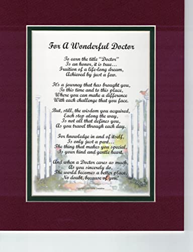 Genie's Poems Doctor Poem - Doctor Gift - Doctor Thank You, Doctor Appreciation - Doctor Present - Graduation from Medical School, Doctor Print, Best Doctor Gifts, Poem is Double-Matted.