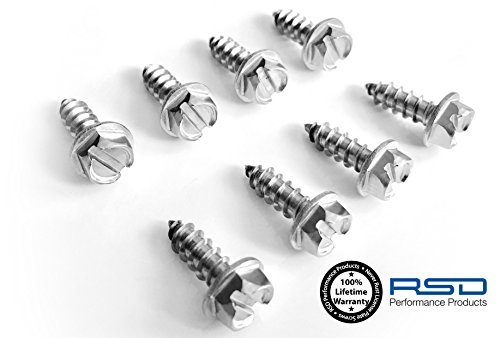 RSD License Plate Screws for Domestic Cars & Trucks Never Rust Stainless Steel (Slotted Hex)